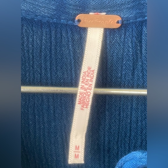 free people pretty cozy maxi button through collared button down teal blue - Picture 6 of 13